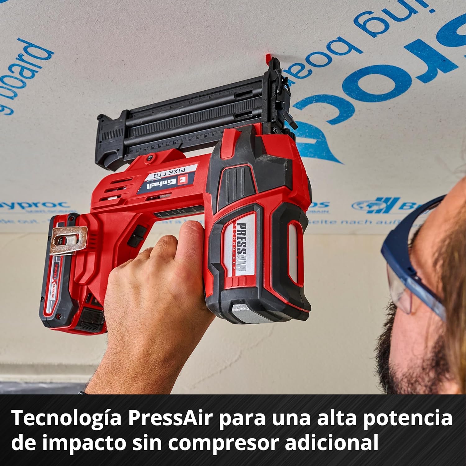 Einhell Profesional Clavadora con baterías FIXETTO 18/50 N Power X-Change (18V, 60 tiro/min, máx. 50 mm de longitud de clavo, tiro individual/en serie, incl. 500 clavos, sin batería)