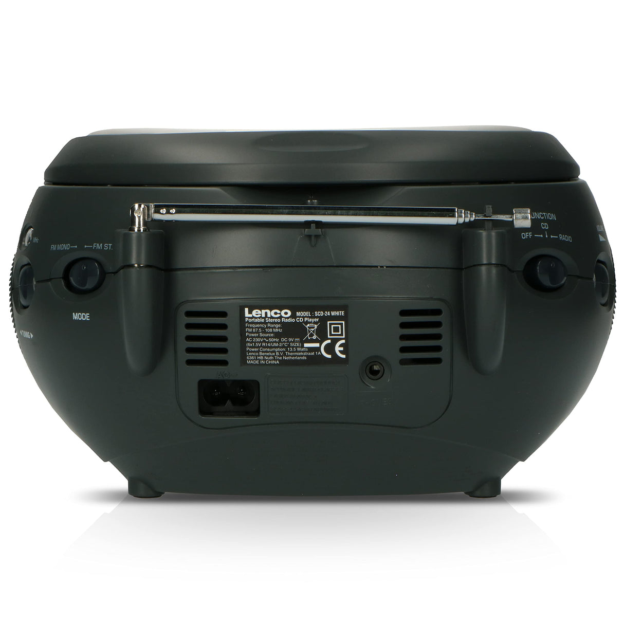 Lenco SCD-24 SCD24 - Reproductor de CD para niños - Radio CD - Sistema estéreo - Boombox - Sintonizador de radio FM - Memoria de pista - 2 x 1,5 W RMS de alimentación - Funciona con red y pilas - Blanco