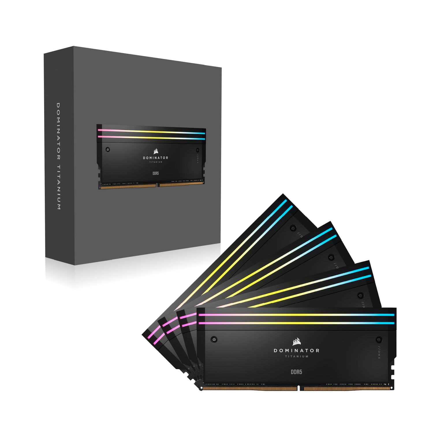 Memoria RAM CORSAIR Dominator Titanium RGB DDR5 96GB (4x24GB) 6400MHz CL32 Compatible con Intel XMP iCUE - Negro (CMP96GX5M4B6400C32)