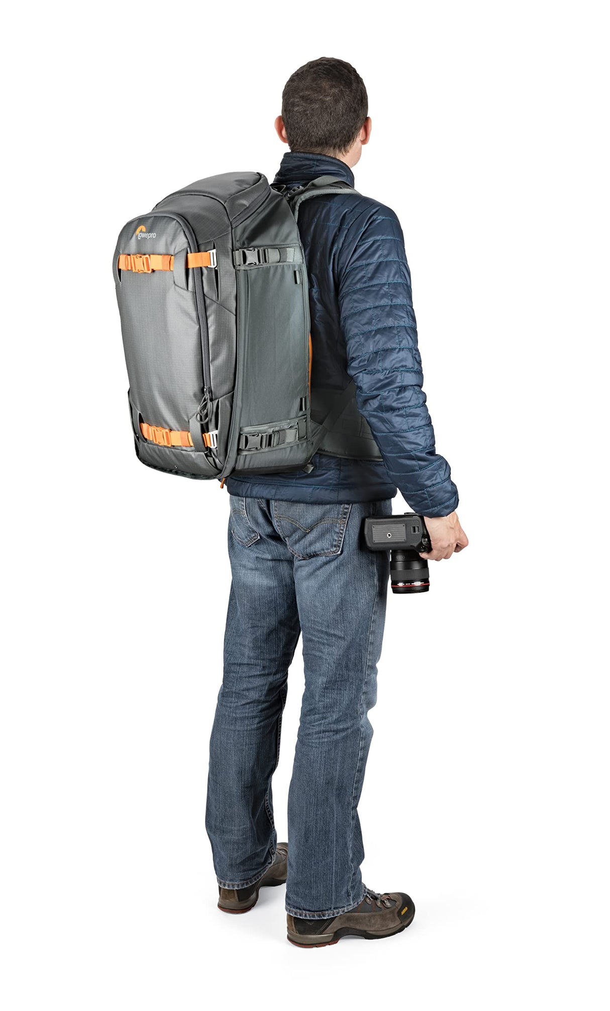 Lowepro Whistler 450 AW II, Mochila Fotográfica, Todo el Año, Tejido Reciclado, Todos los Clima, para Profesionales,Espacio para Portátil de 15", Almohadillas Insertables, Cámara Mirrorless/DSLR, Gris
