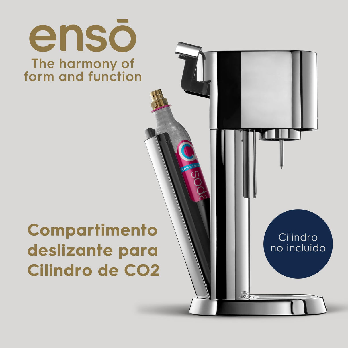 SodaStream Enso - Máquina Gasificadora de Agua Premium de Acero Inoxidable, Incluye Botella de 1 Litro para Gasificar Apta para Lavavajillas