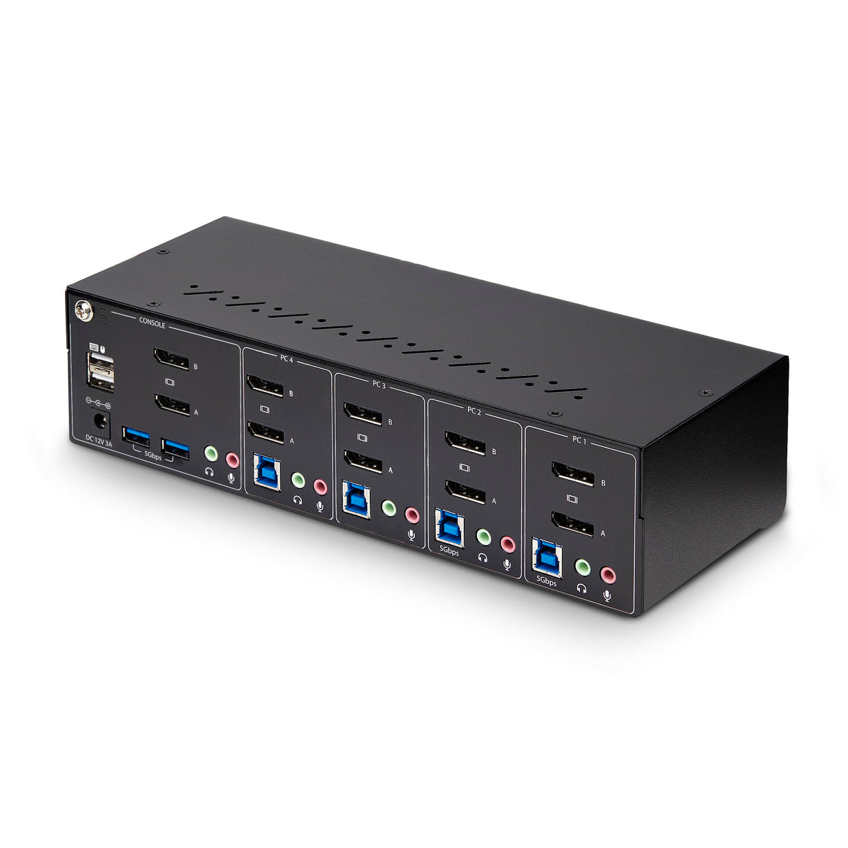 StarTech.com Switch Conmutador KVM de 4 Puertos y 2 Monitores DisplayPort - 4K 60Hz - Hub Ladrón 2 Puertos USB 5Gbps - 2x USB 2.0 HID - Teclas de Acceso Rápido y Botones - TAA (P4DD46A2-KVM-SWITCH)