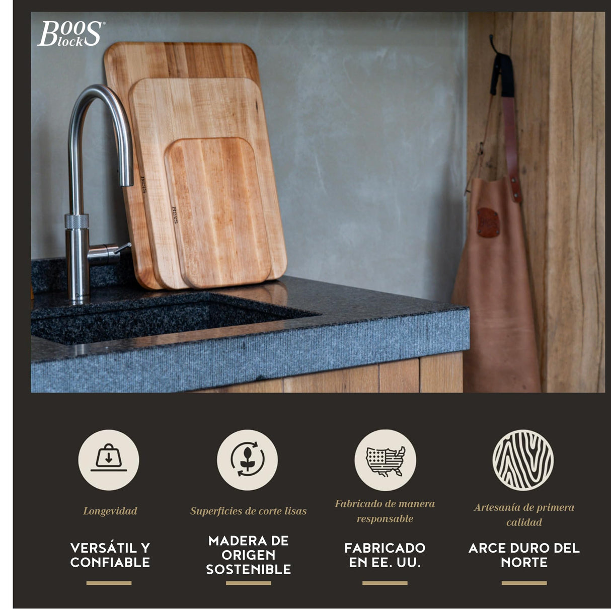 Boos Block Chop-N-Serve - Tabla de Servir - Tabla Cortar Cocina - Madera dura de arce duro de América del Norte - Reversible - 51 x 35 x 2,5 CM