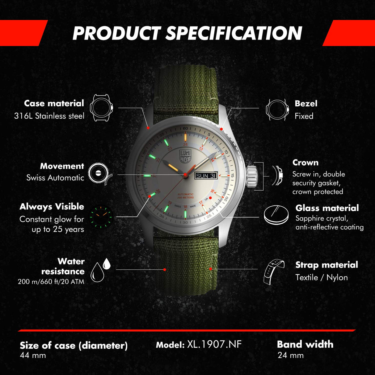 Luminox Inspección automática XL.1907.NF
