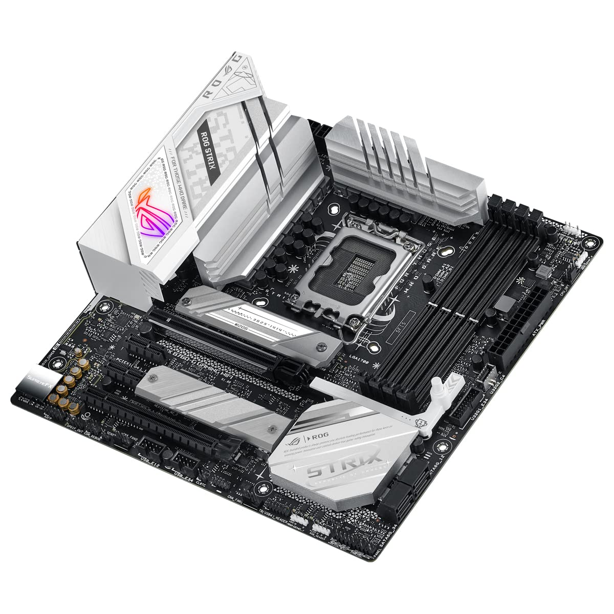 ROG Strix B760-G Gaming WiFi - Placa Base Intel B760 (LGA 1700) mATX Blanco con 12+1 DrMos, DDR5, PCIe 5.0, Q-Release, 2X PCIe 4.0 M.2, WiFi 6E, Ethernet 2,5G, USB 3.2 Gen 2x2 Tipo C, Aura Sync