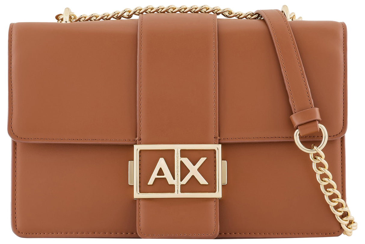 Armani Exchange Jodie-Correa para el Hombro con Cadena de Oro, Crossbody M Mujeres, Whisky, Einheitsgröße