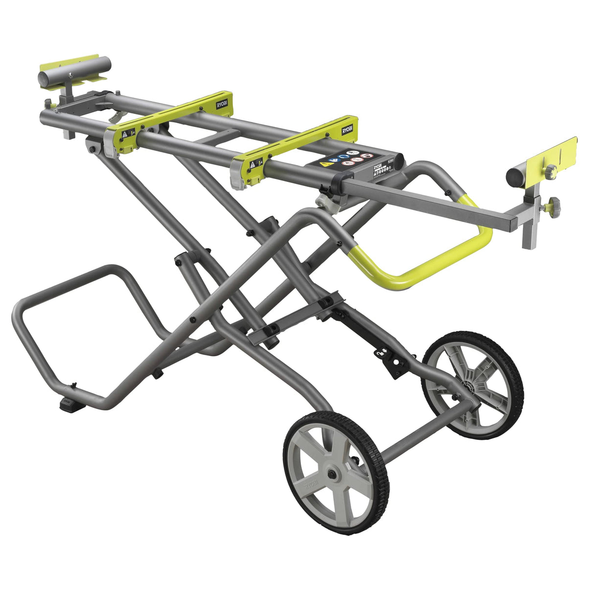 RYOBI - Mesa Universal con Ruedas para Ingletadora - Altura y Anchura Ajustables con Palanca, Plegable, para Almacenamiento Horizontal con la Sierra Montada - Extensión Máxima 279cm - RLSW01