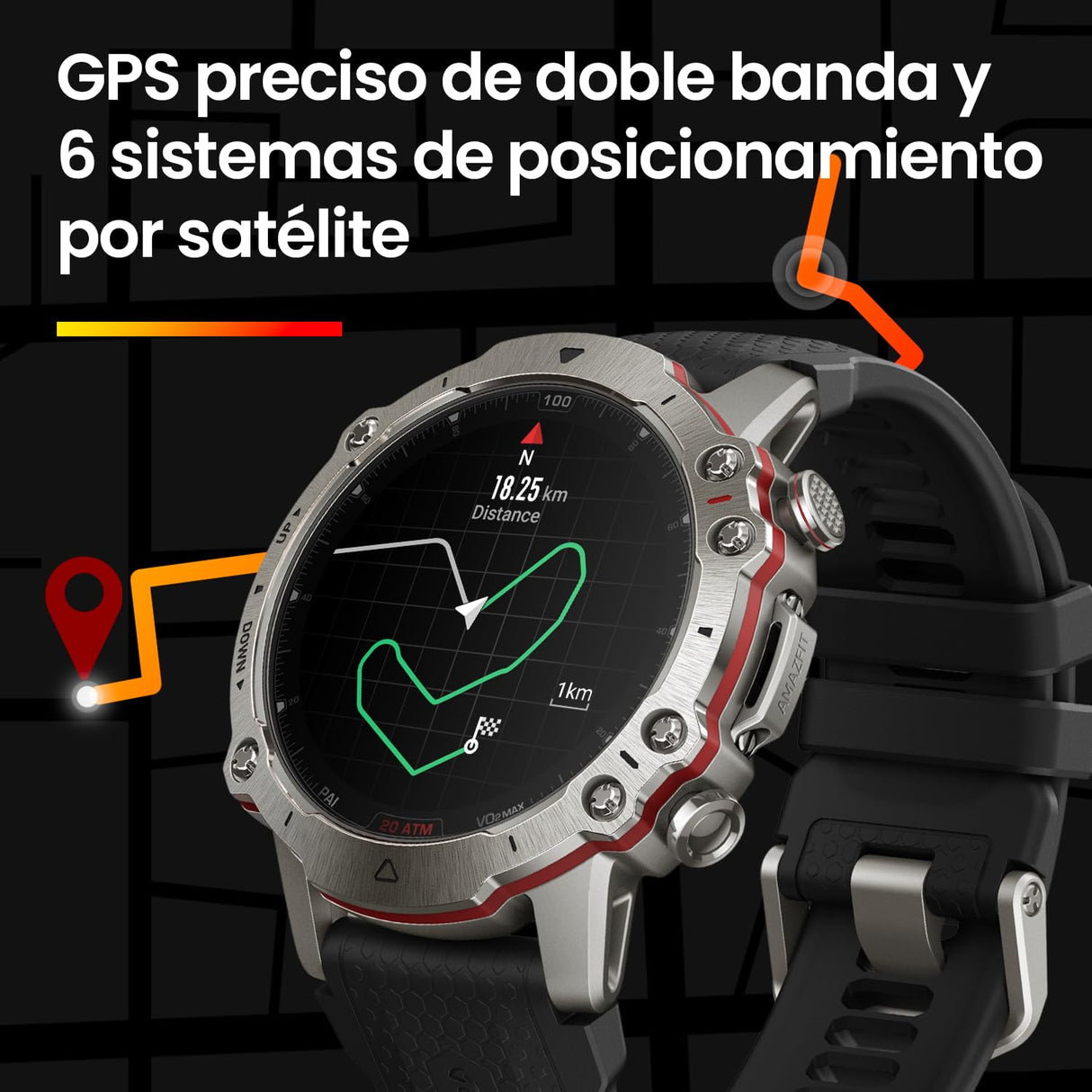 Amazfit Falcon 49mm Smartwatch GPS Multideporte Premium Seguimiento GPS Preciso de Doble Banda Reloj de Entrenamiento Fuerza 150+ Modos Deportivos Cuerpo de Titanio Pantalla de zafiro 20 ATM