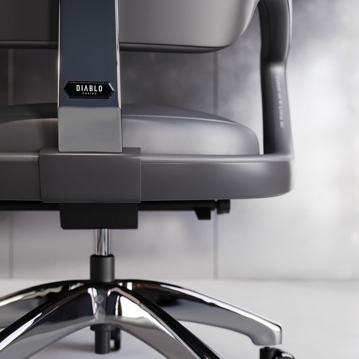 Diablo Silla Oficina V-Modular | Respaldo, Ajuste de Asiento y Respaldo, Reposacabezas Desmontable - Silla Despacho para la Oficin | Elegante Cuero, Robusta Estructura de Aluminio | Gris