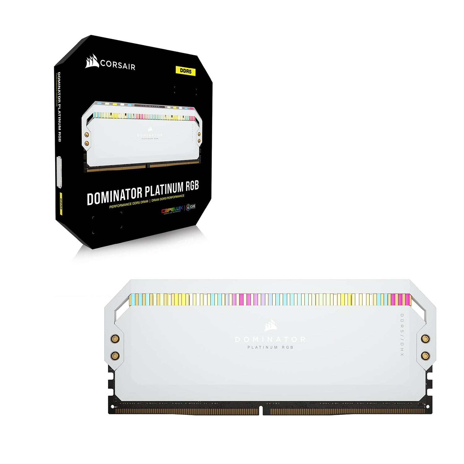 Corsair DOMINATOR PLATINUM RGB DDR5 RAM 32GB (2x16GB) 6200MHz CL36 Intel XMP iCUE Compatible Computer Memory - White (CMT32GX5M2X6200C36W)