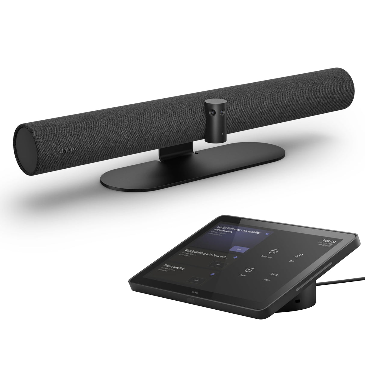 Jabra PanaCast 50 VBS - Salas preseleccionadas de Microsoft Teams - Android, visión panorámica 4K de 180°, Zoom Inteligente, Funciones de reunión, 4 potentes Altavoces, micrófonos con Panel táctil