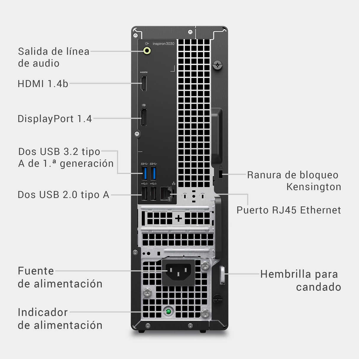 Dell Inspiron Small Desktop 3030S Processador Intel Core i5 14400, 16GB RAM, 512GB SSD, UHD Graphics 730, Windows 11 Home - Mist Blue