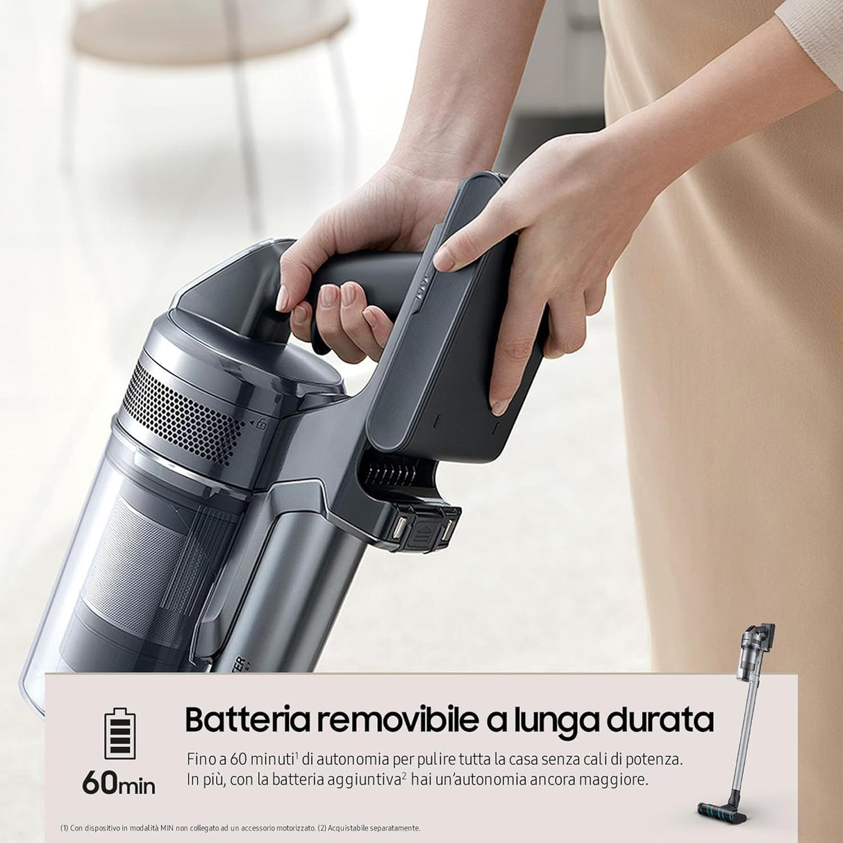 SAMSUNG Jet 75E Complete Escoba Eléctrica, Plateado