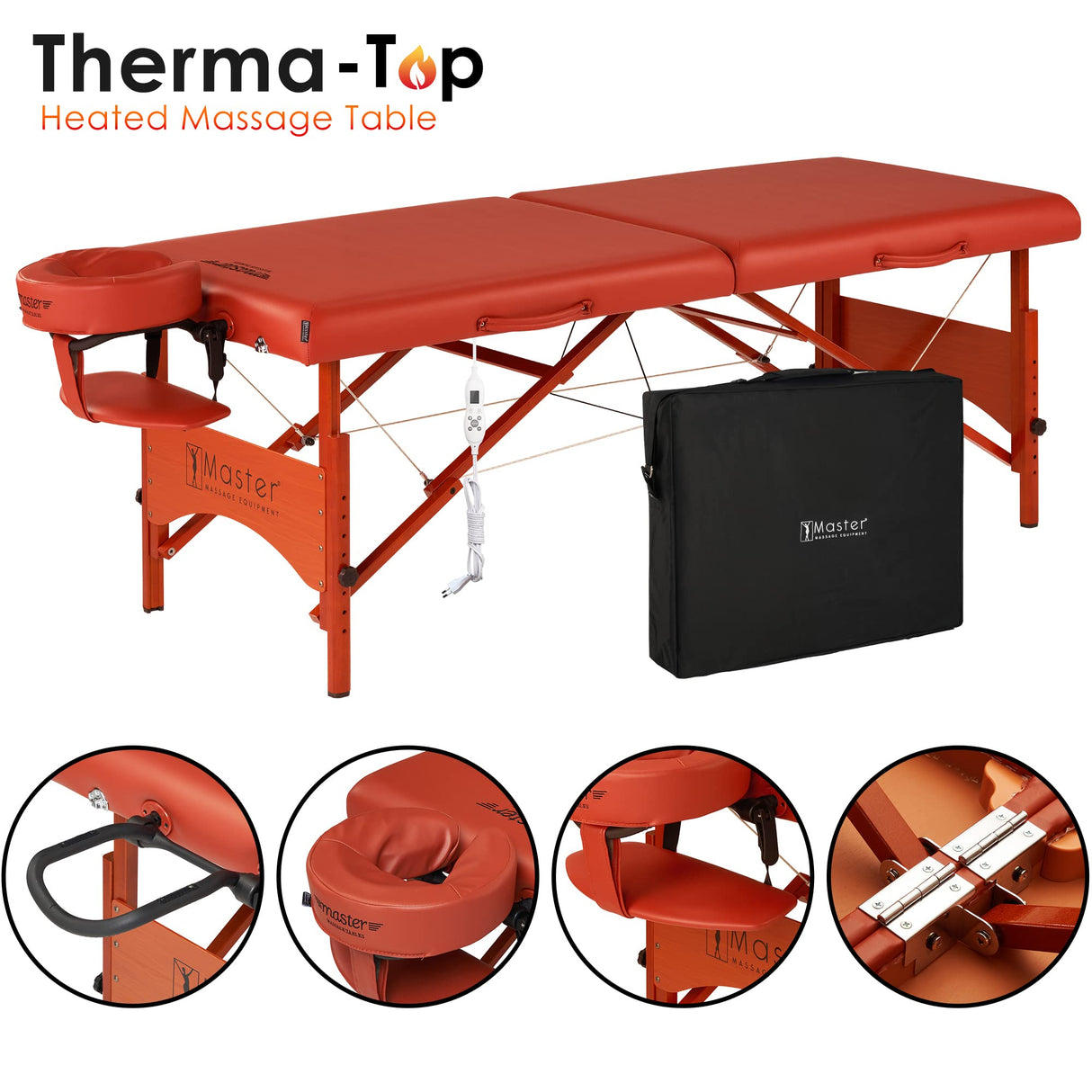 Master Masaje 71 cm Fairlane Mobil Massageliege ThermaTop Integrated Heizsystem verstellbar Klappbar Therapiebett Portable Beauty Cama de Madera Bolsa de Transporte Paquete