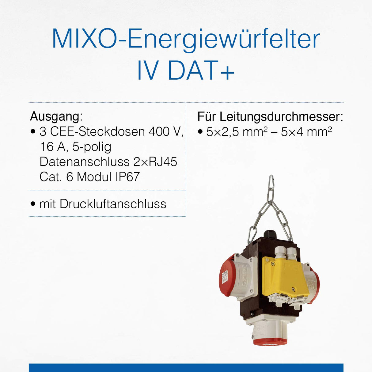 as - Schwabe MIXO Energy Cube IV DAT+ - Distribuidor de pared con 3 tomas CEE 400 V, 16 A, 5 polos - MIXO con toma de datos y distribuidor de aire comprimido NW7.2, IP44, Hecho en Alemania - negro