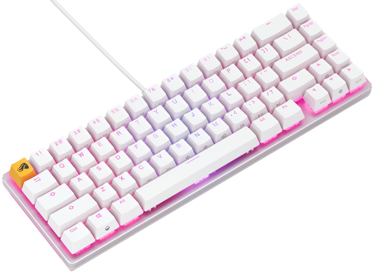 Glorious Gaming GMMK 2 Compact 65% - Teclado gaming mecánico, compacto TKL 65%, carcasa de aluminio, personalizable, keycaps dobles, switches Fox, RGB, distribuciones QWERTY estadounidense - Blanco