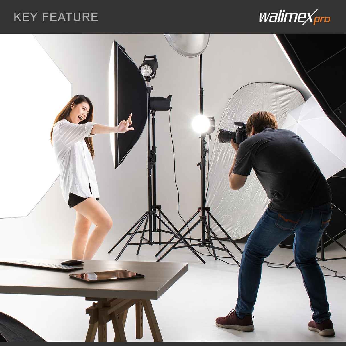 Walimex pro Octagon Softbox Ø 60 cm Incluye 4 Unidades de 35 W Daylight LED (5000 K), difusor y Bolsa a Juego, CRI 90+, Ideal para fotografía y vídeo