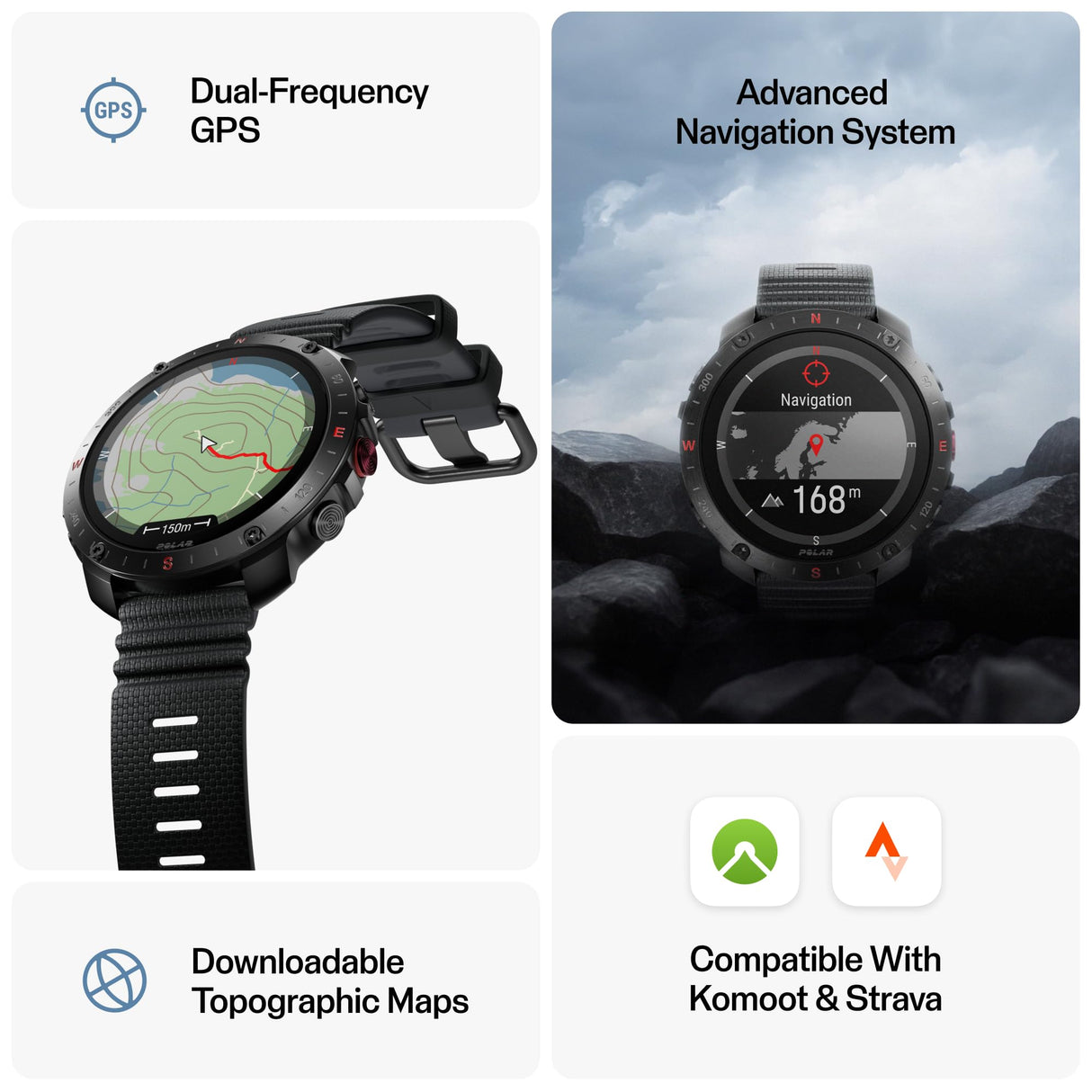 Polar Outdoor Multisport Watch Premium Grit X2 Pro: un smartwatch Robusto con GPS, Funciones de navegación avanzadas, Registro de Actividad, tecnología de biosensores y Entrenamiento con FC.
