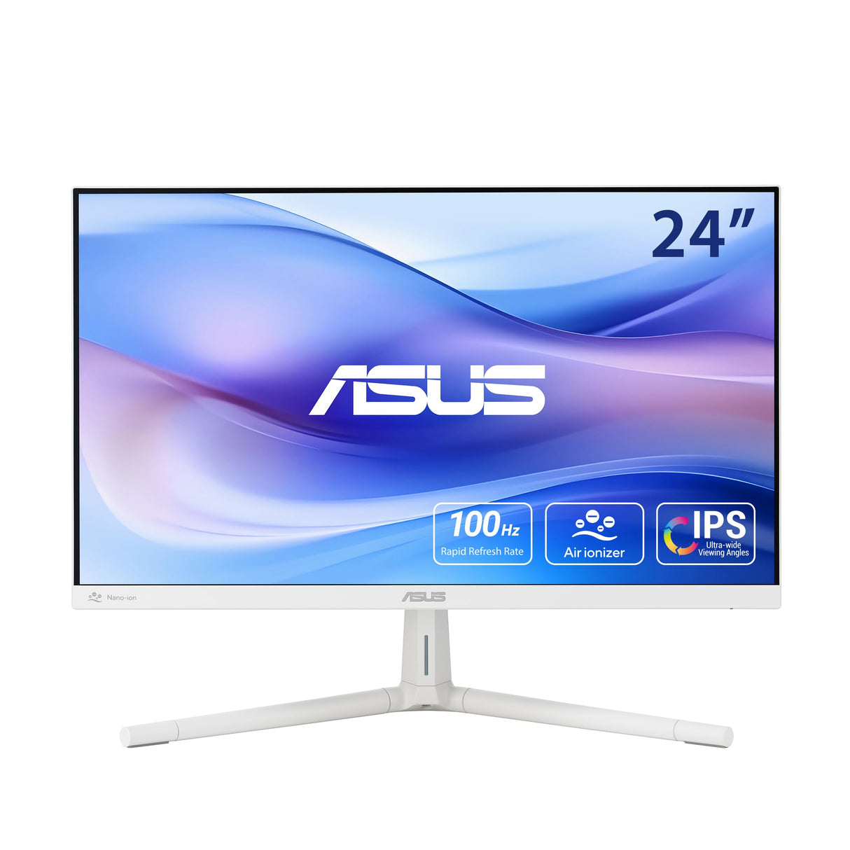 ASUS VU249HFI-W Monitor Eye Care de 24 Pulgadas, 23.8 Pulgadas visibles, Full HD 1920 x 1080, IPS, 100Hz, SmoothMotion, Adaptive Sync, ionizador de Aire, tecnología Eye Care Plus, Filtro de luz Azul