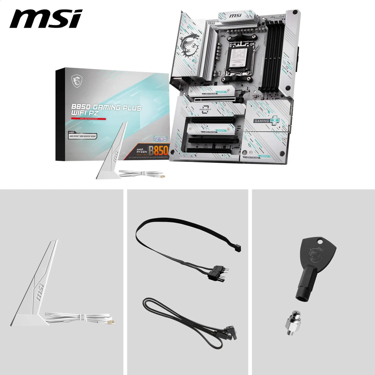 MSI B850 Gaming Plus WiFi PZ Placa Base, ATX - Compatible con procesadores AMD Ryzen 9000/8000 / 7000, AM5 - Memoria DDR5 Boost 8200+ MT/s (OC), PCIe 5.0 x16, M.2 Gen5, Wi-Fi 7, 5G LAN