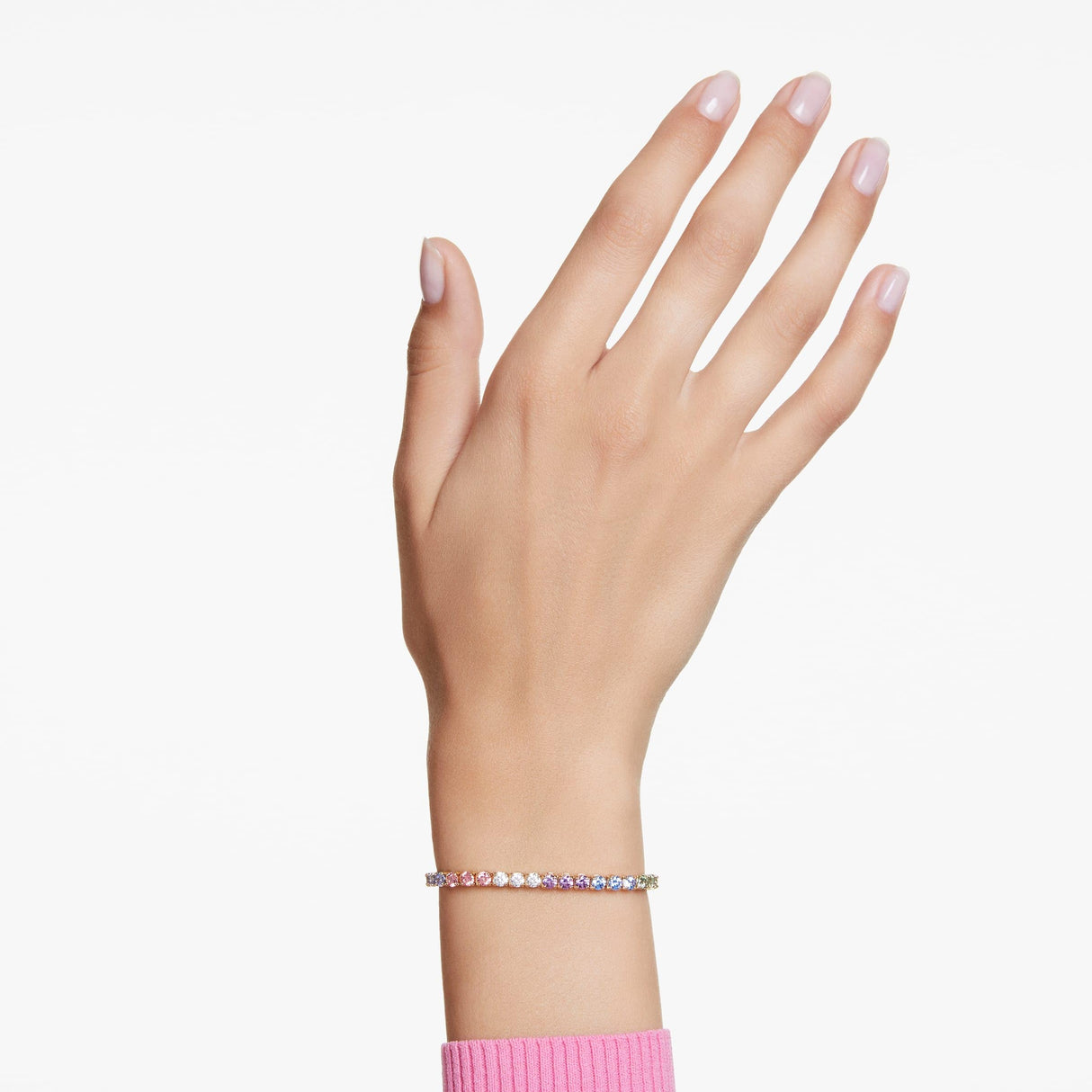 Swarovski Pulsera Tennis Matrix, Talla redonda, Multicolor, Baño tono oro