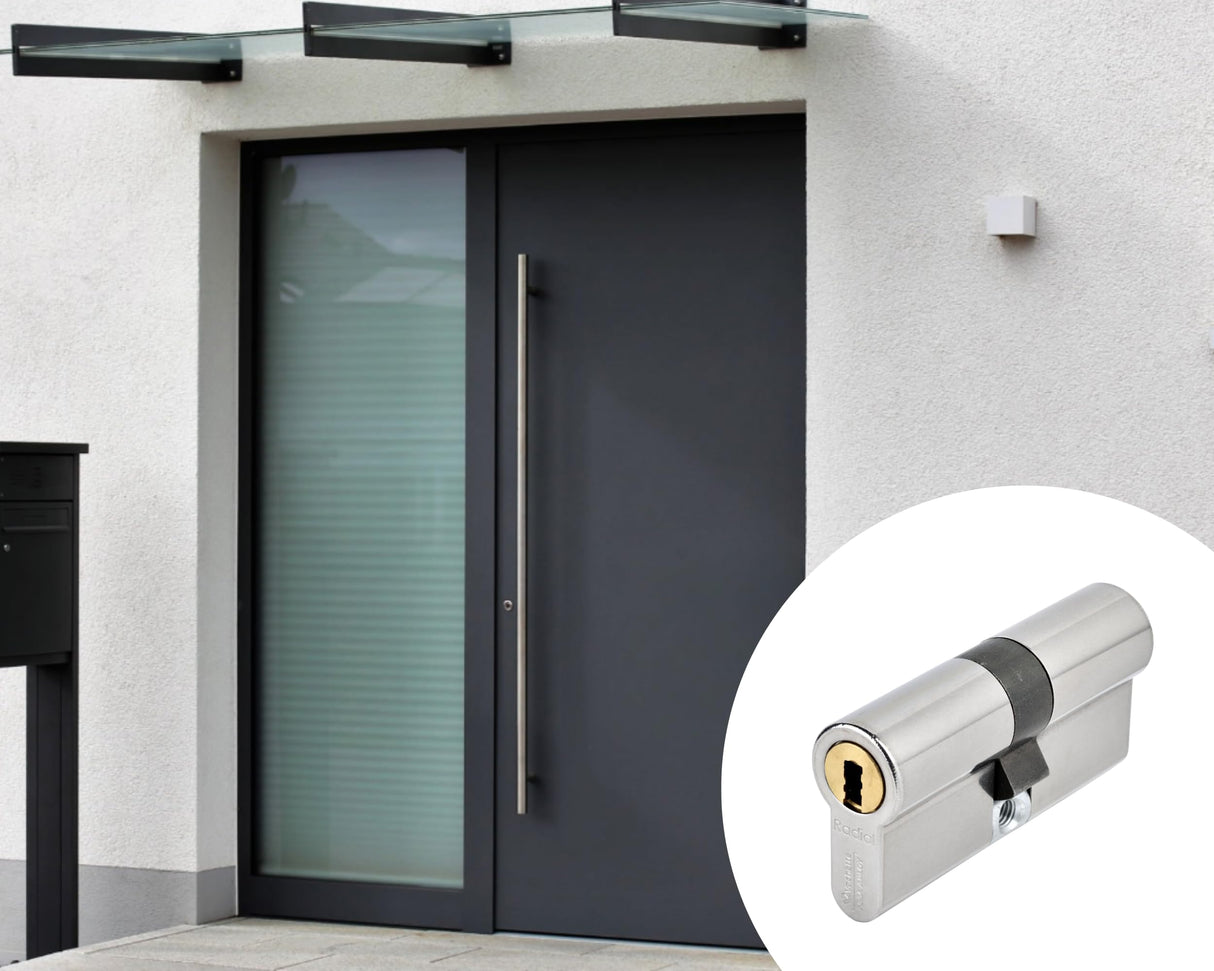 Vachette RADIALis – Cilindro de cerradura desmontable SYNKRO 32,5 x 32,5 mm Inox, seguridad máxima, para puerta exterior, puerta de entrada – 4 llaves no copiables, tarjeta de propiedad