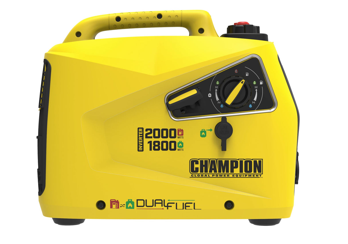 Champion Power Equipment Generador Gasolina + Gas (2000 W, inversor, generador con pantalla LED, doble combustible, extremadamente silencioso) 8200i-E-DF-EU