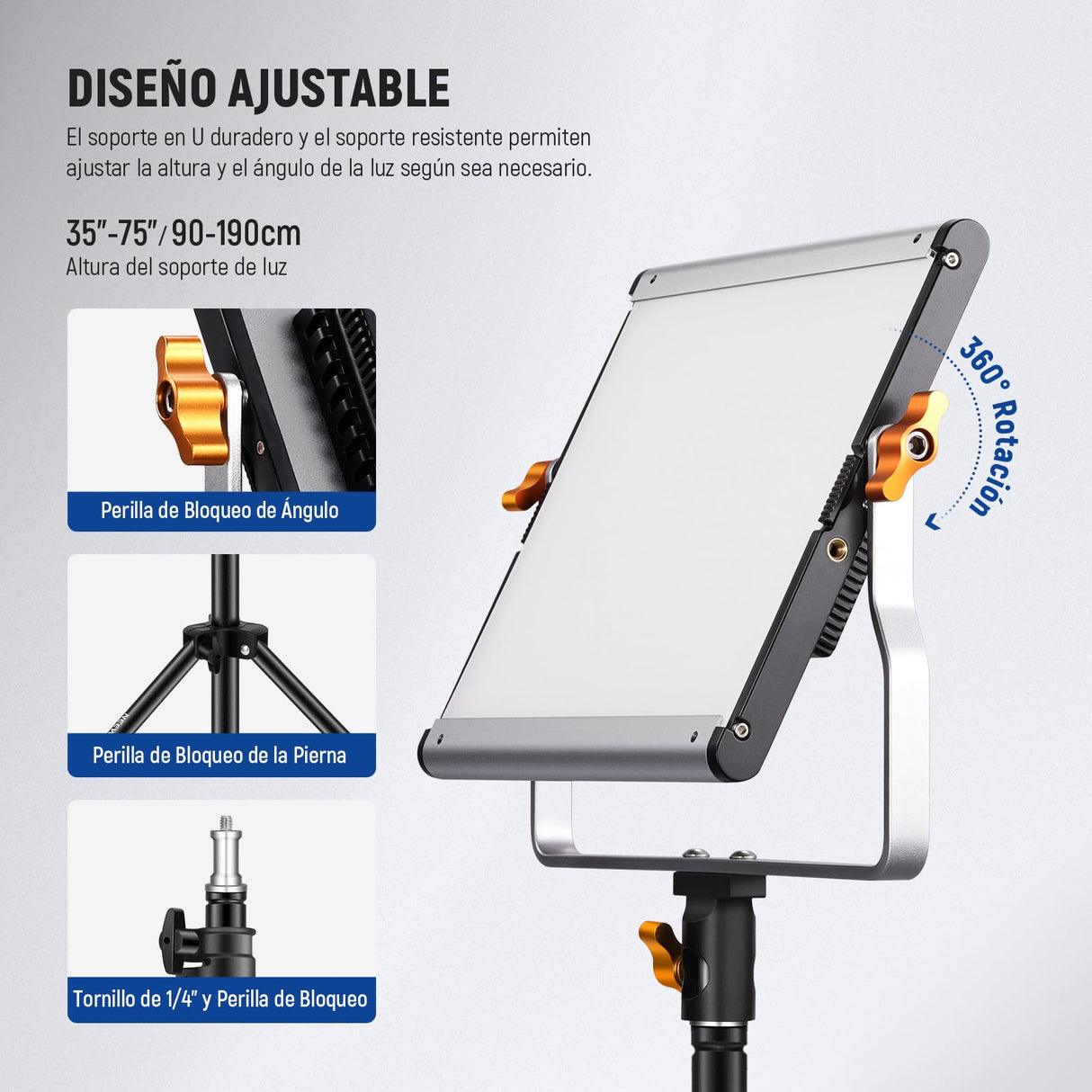 NEEWER 2 Pack Luces de Video LED Bicolor Regulables 480 y Kit de Iluminación de Soporte Incluye: Panel LED CRI 96+ de 3200-5600K con U Bracket, Tripode de luz de 75 Inches para Fotografía de Estudio