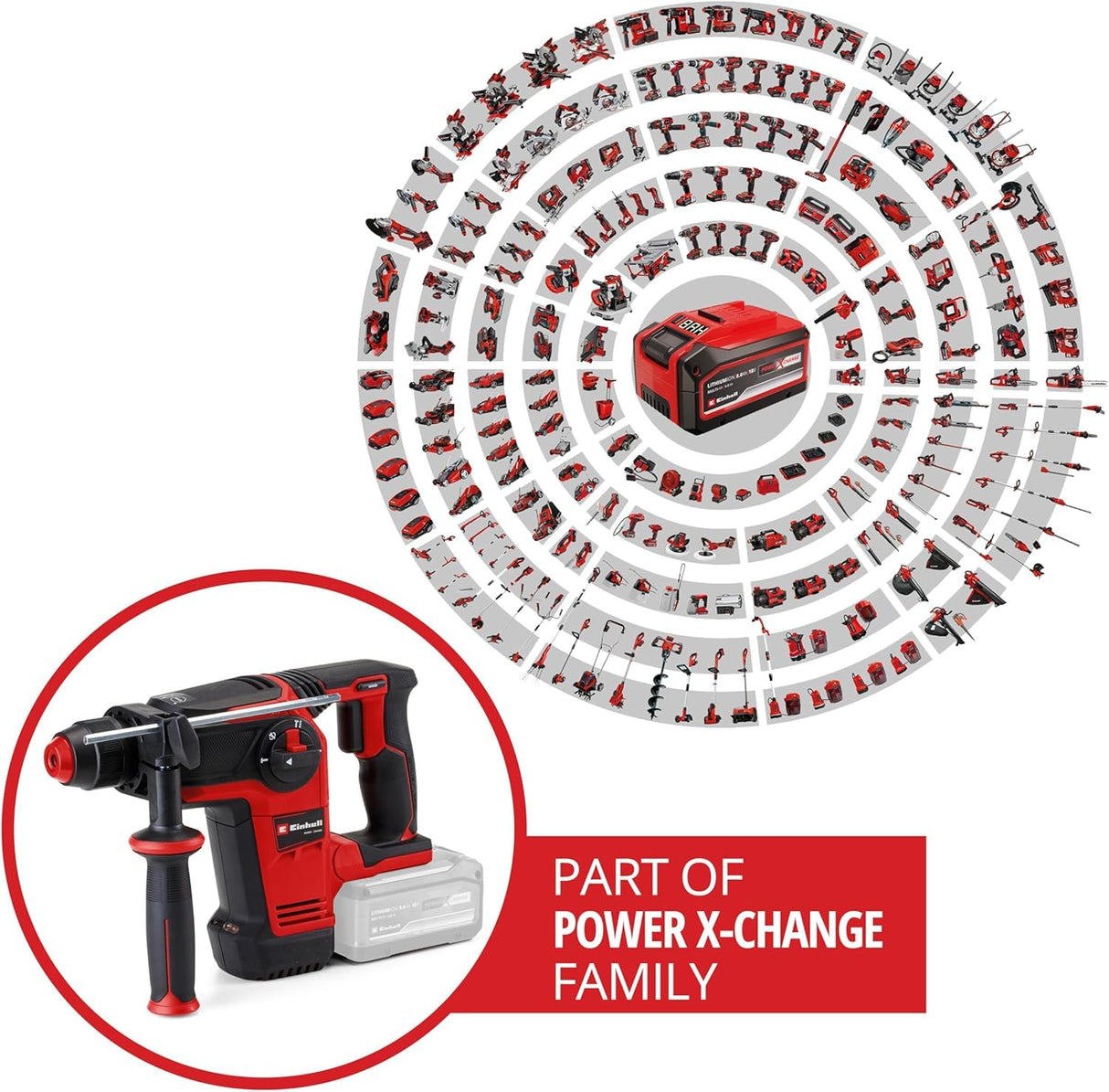 Einhell Professional martillo perforador con batería TP-HD 18/26 Li BL-Solo Power X-Change (18 V, sin escobillas, 2,6 J, SDS-plus, mecanismo de impacto neumático, 4 funciones, maletín, sin batería)