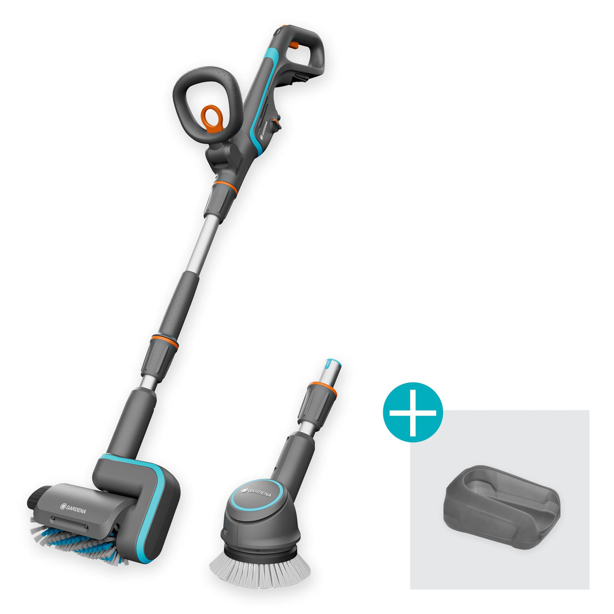 Gardena Multilimpiador Batería AquaBrush Universal 04/18V P4A Individual: Equipo de limpieza de batería, lavado de suelos de terrazas en una pasada, set sin batería (14842-55)