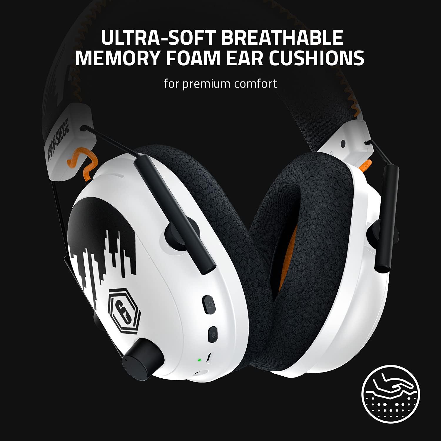 Razer BlackShark V2 Pro - Auriculares Inalámbricos para Esports (Diafragmas de Titanio de 50 mm TriForce, Micrófono Supercardioide HyperClear, Cancelación Pasiva de Ruido Avanzada) Rainbow Six Siege