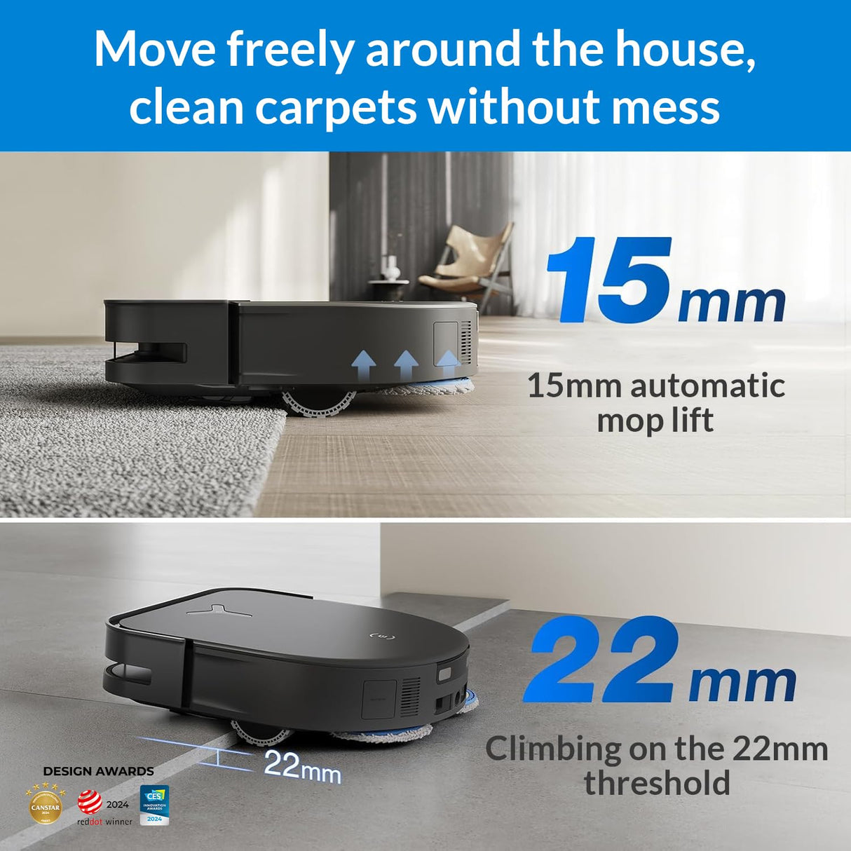 ECOVACS Robot Aspirador Lavador DEEBOT X5 Omni, Aspirador Robot con estación, 12800Pa, ZeroTangle, Limpieza húmeda adaptativa TruEdge, Lavado con Agua Caliente a 70 °C, elevación de Las Almohadillas
