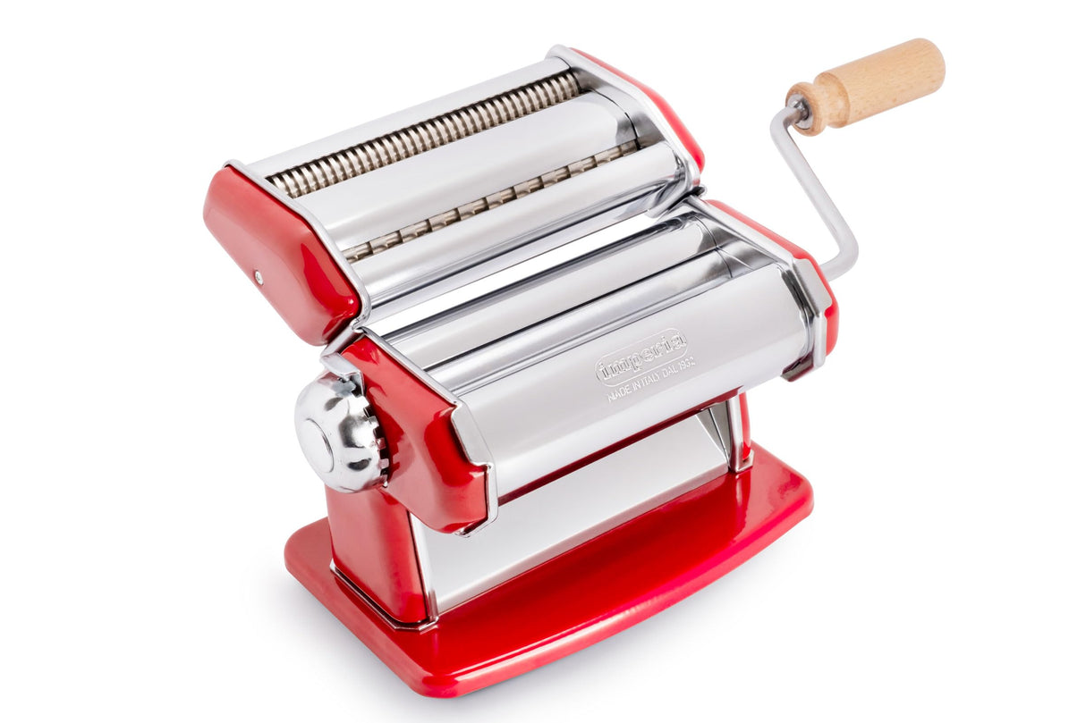 Imperia IPasta Línea Clásica. Máquina para pasta. 100% Made in Italy. Máquina de pasta fresca en acero. Laminadora manual con manivela. Crea láminas para lasagne, tagliolini, fettuccine.