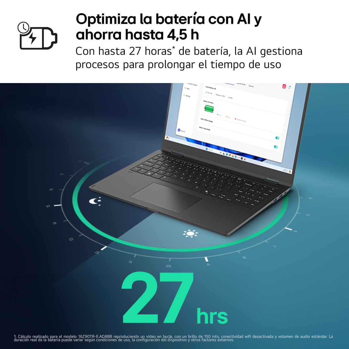 LG gram Pro 16Z90TR-E.AD88B Portátil 16", Windows 11, Intel Core Ultra7 255H, 32GB RAM, 1TB SSD, NVIDIA RTX5050, Pantalla IPS, (2560x1600), 1.360 g, 27 Horas, Negro