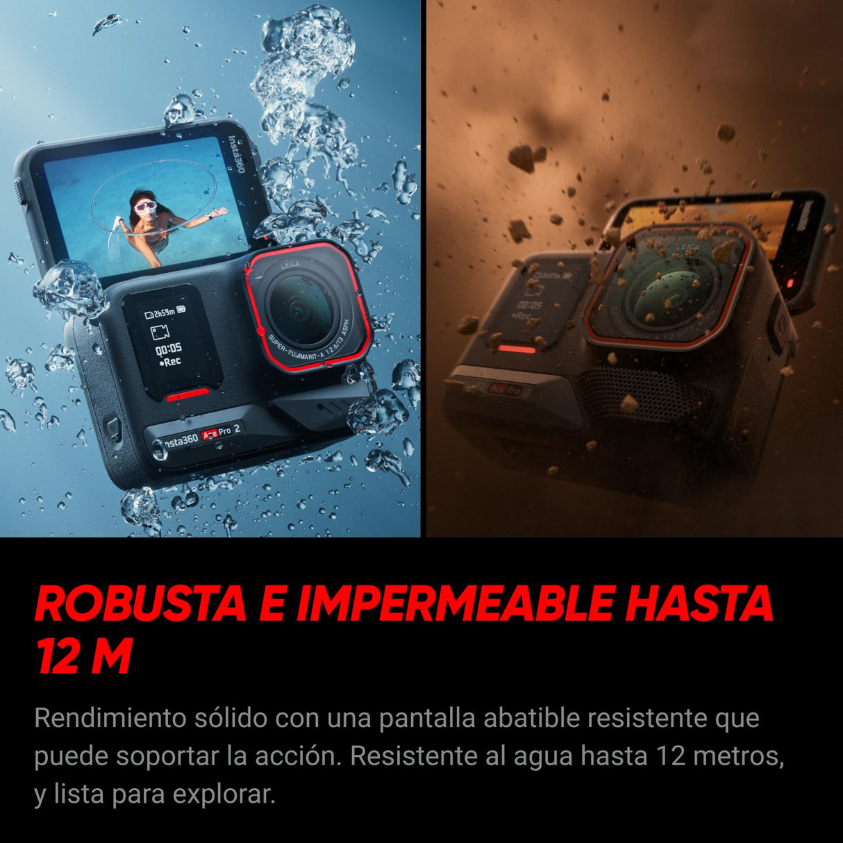 Insta360 Ace Pro 2 Paquete Get-Set - Cámara de acción 8K Impermeable co-diseñada con Leica, Sensor de 1/1,3", Dual Chip IA, excelente en Baja luz, Audio Superior, Pantalla abatible