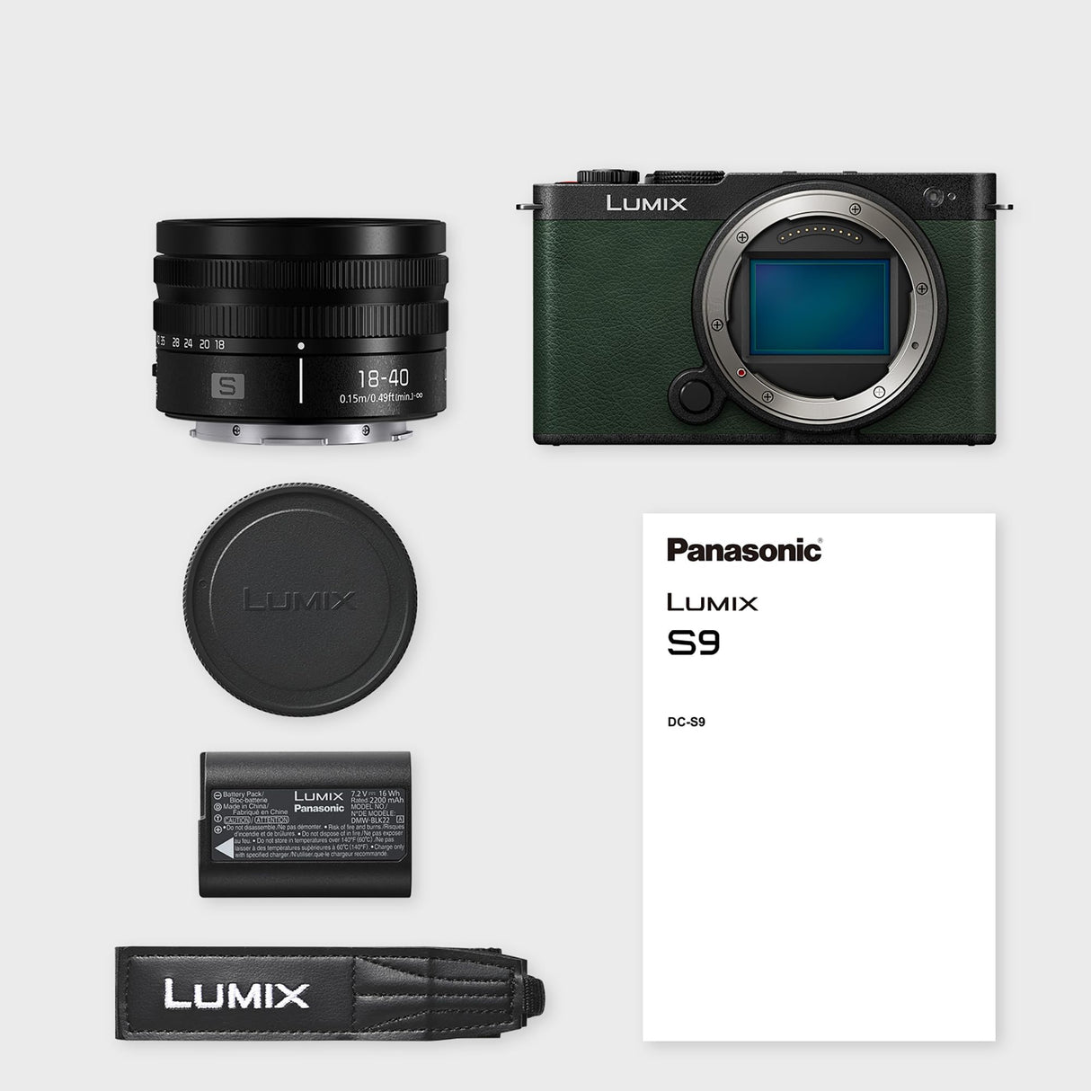 Panasonic Lumix DC-S9NE-G Cámara para Vlog con Fotograma Completo y Puerta Abierta sin Espejo, 24,2 MP, Vídeo 6K/4K, PDAF de 779 Puntos, WiFi 5 GHz, Verde, con S-R1840 18-40mm S Lente De Cámara