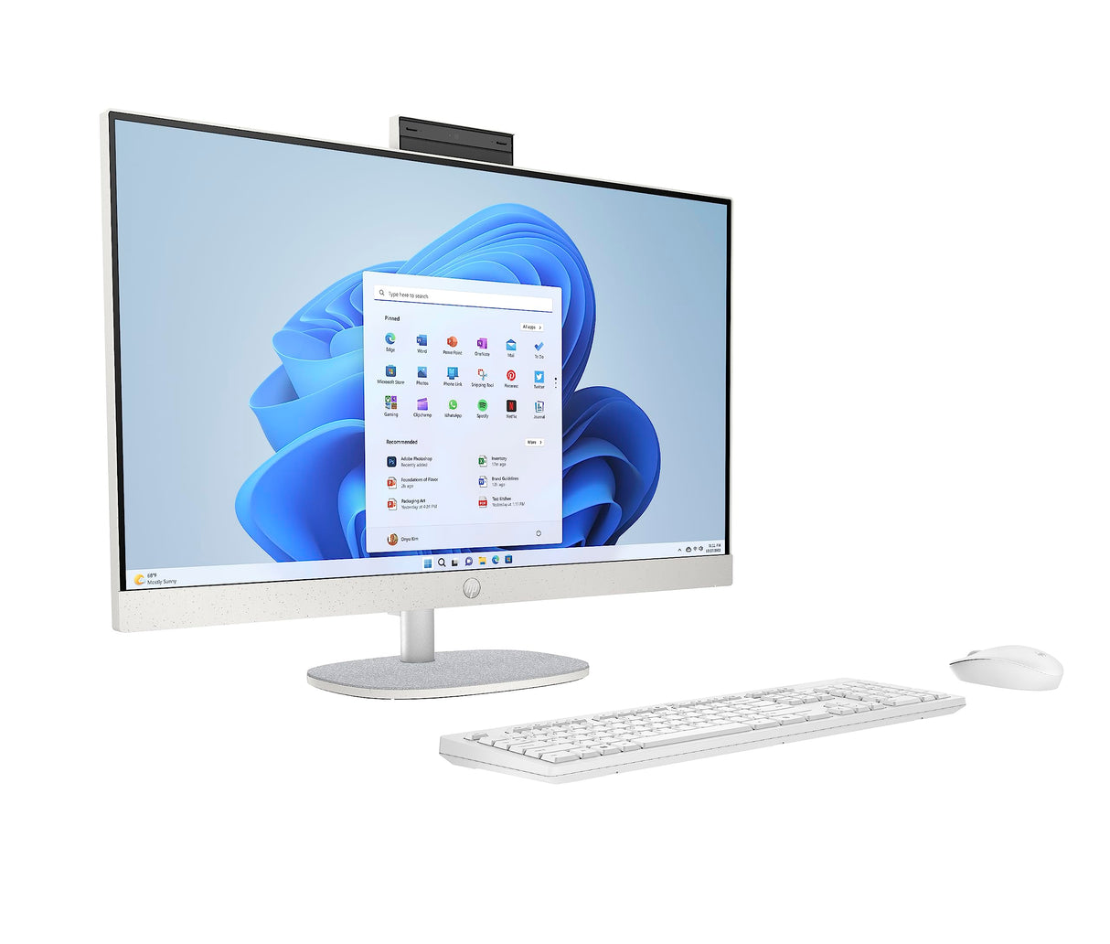 HP 27-cr0005ss - Ordenador de 27" Full HD Con Cámara, Teclado y Ratón Inalámbricos (AMD Ryzen 7 7730U, 16GB RAM, 1TB SSD, AMD Radeon Graphics, Windows 11) Blanco - Teclado QWERTY Español