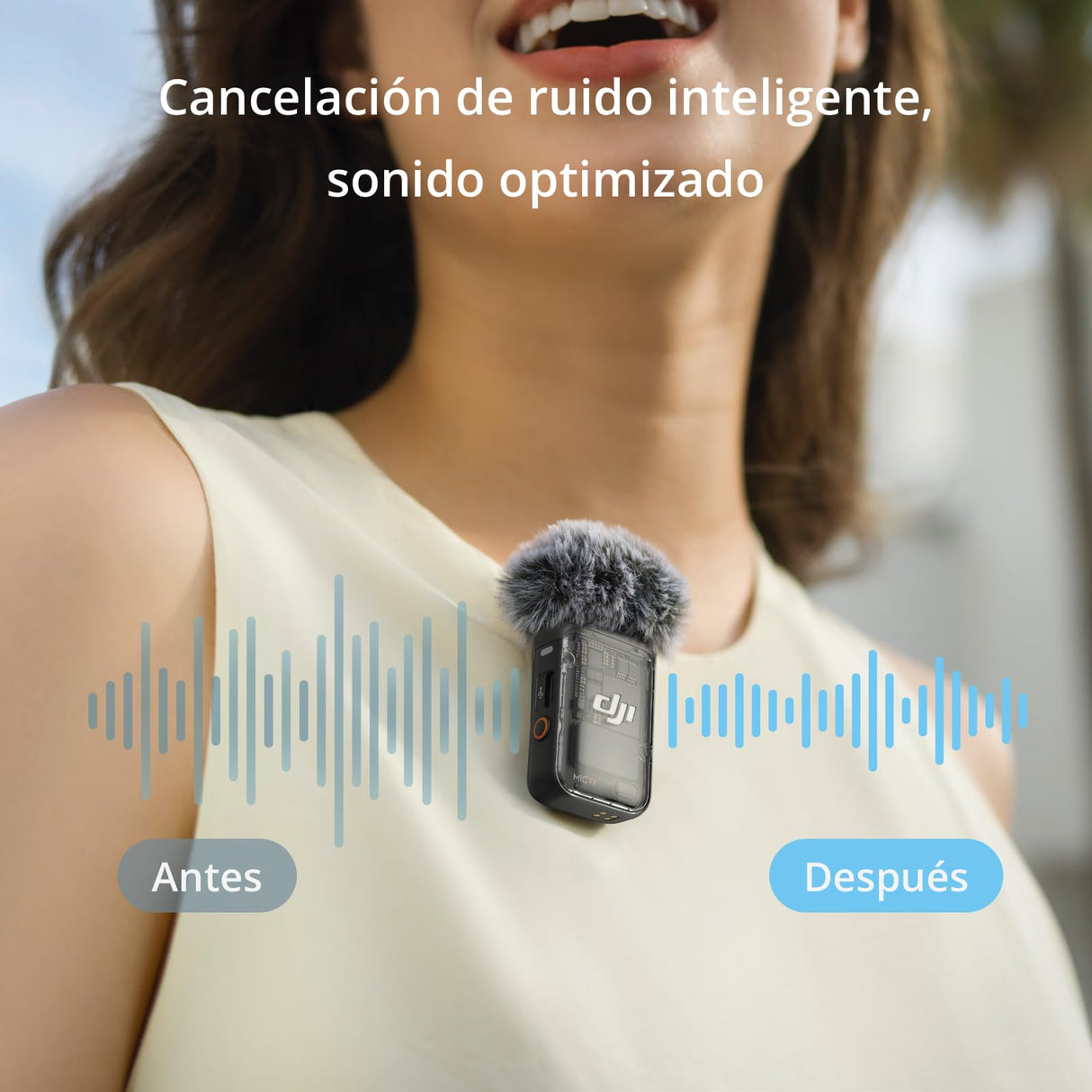 DJI Mic 2 (2 TX + 1 RX + Estuche de carga), todo en uno, micrófono inalámbrico, cancelación de ruido inteligente, grabación interna flotante de 32 bits, micrófono para iPhone y Android