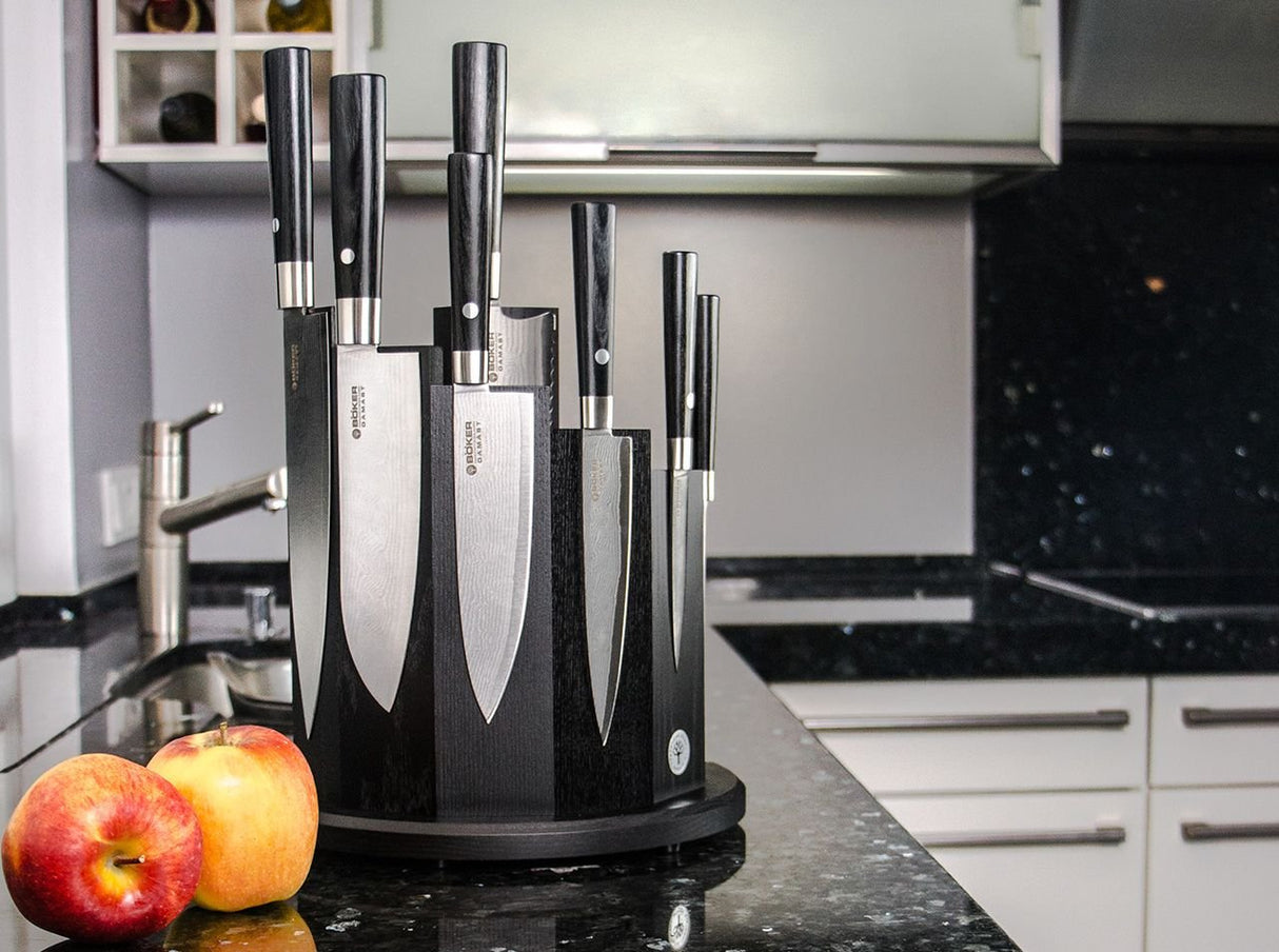 Böker - Set de cuchillos de cocina (hoja de acero de Damasco), color negro