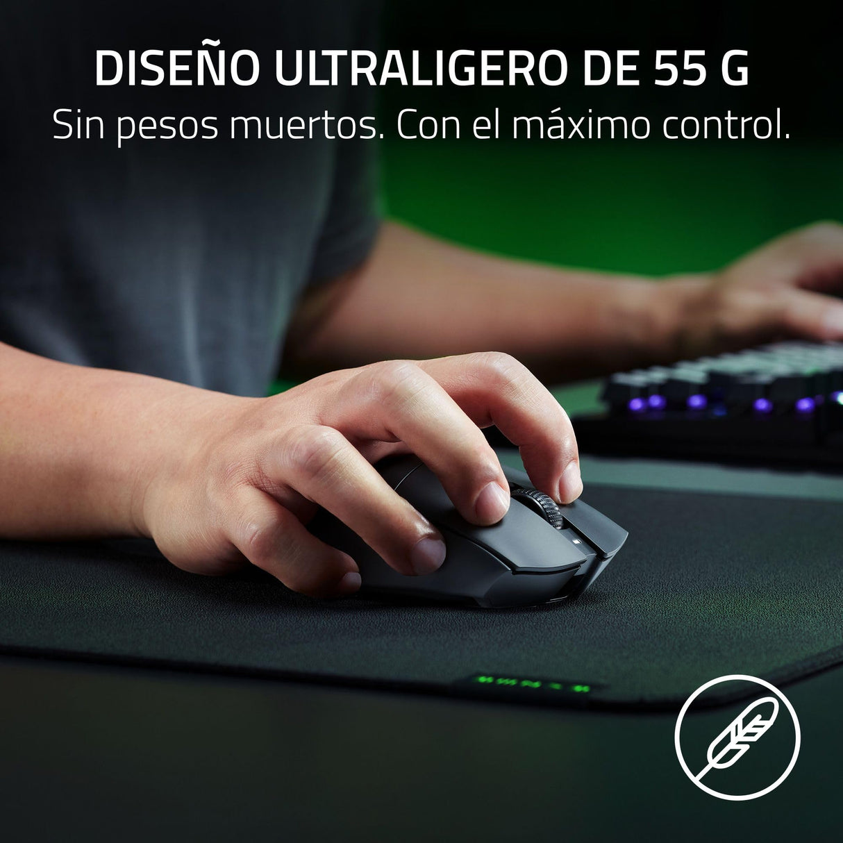 Razer DeathAdder V3 HyperSpeed - Ratón ergonómico e-Sports inalámbrico Ultraligero para Juegos con 26K dpi (55g, Revestimiento Suave al Tacto, 100h de duración de la Pila, HyperSpeed 8K Hz) Negro
