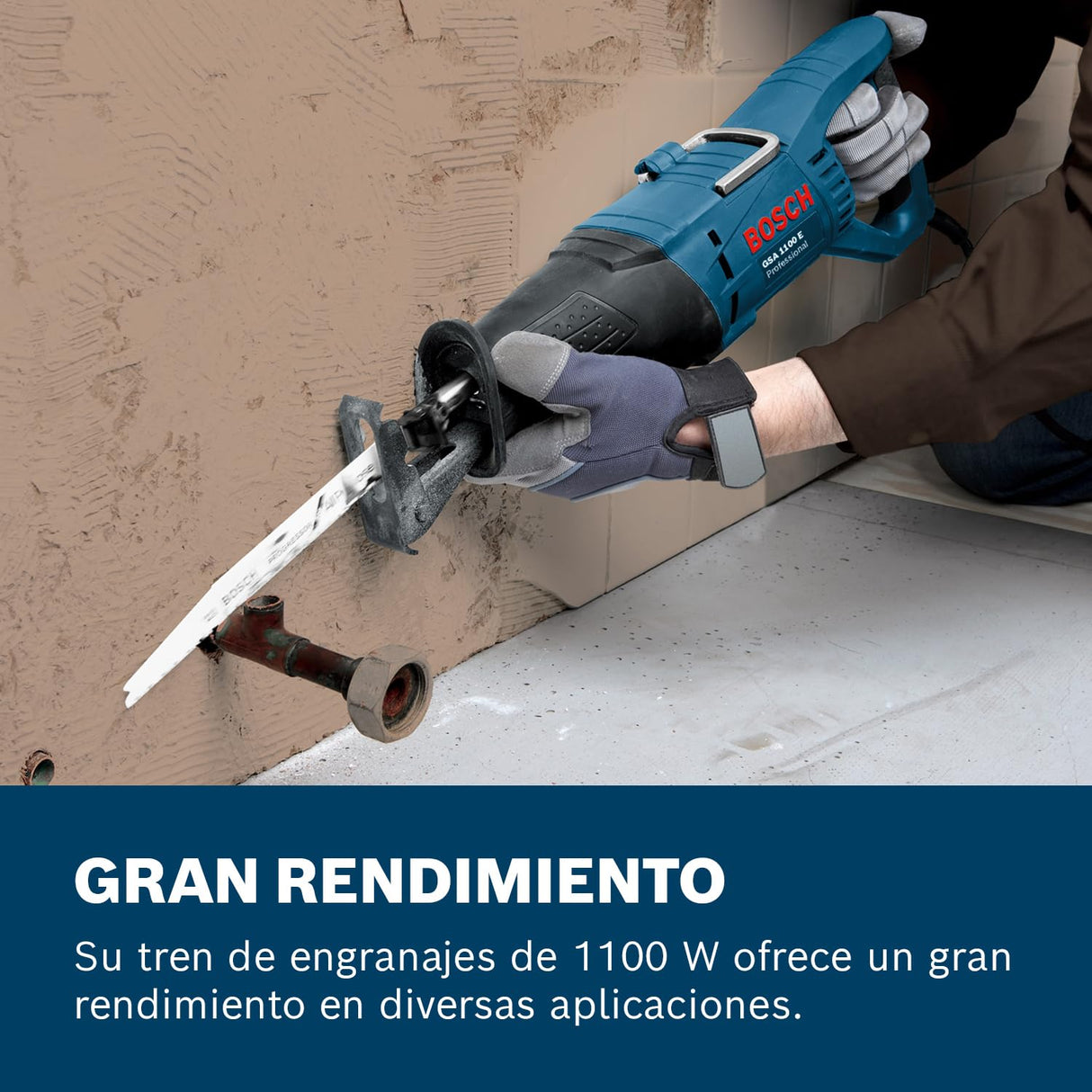 Bosch Professional GSA 1100 E - Sierra sable (1100 W, 0 – 2700 cpm, profundidad de corte 230 mm, en maletín)