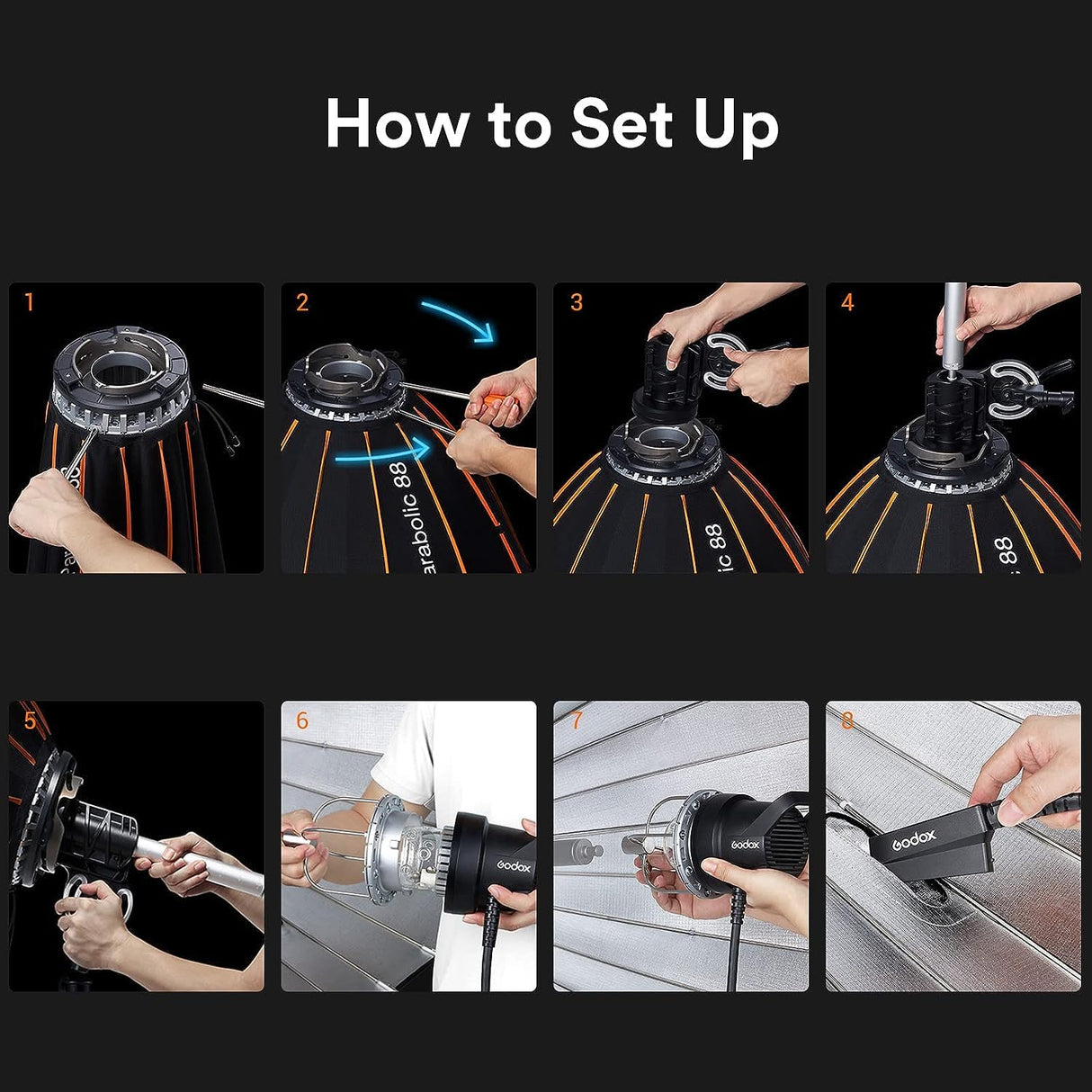 Godox Parabolic P68 - Kit de parabolic Light Focusing System Soft Umbrella