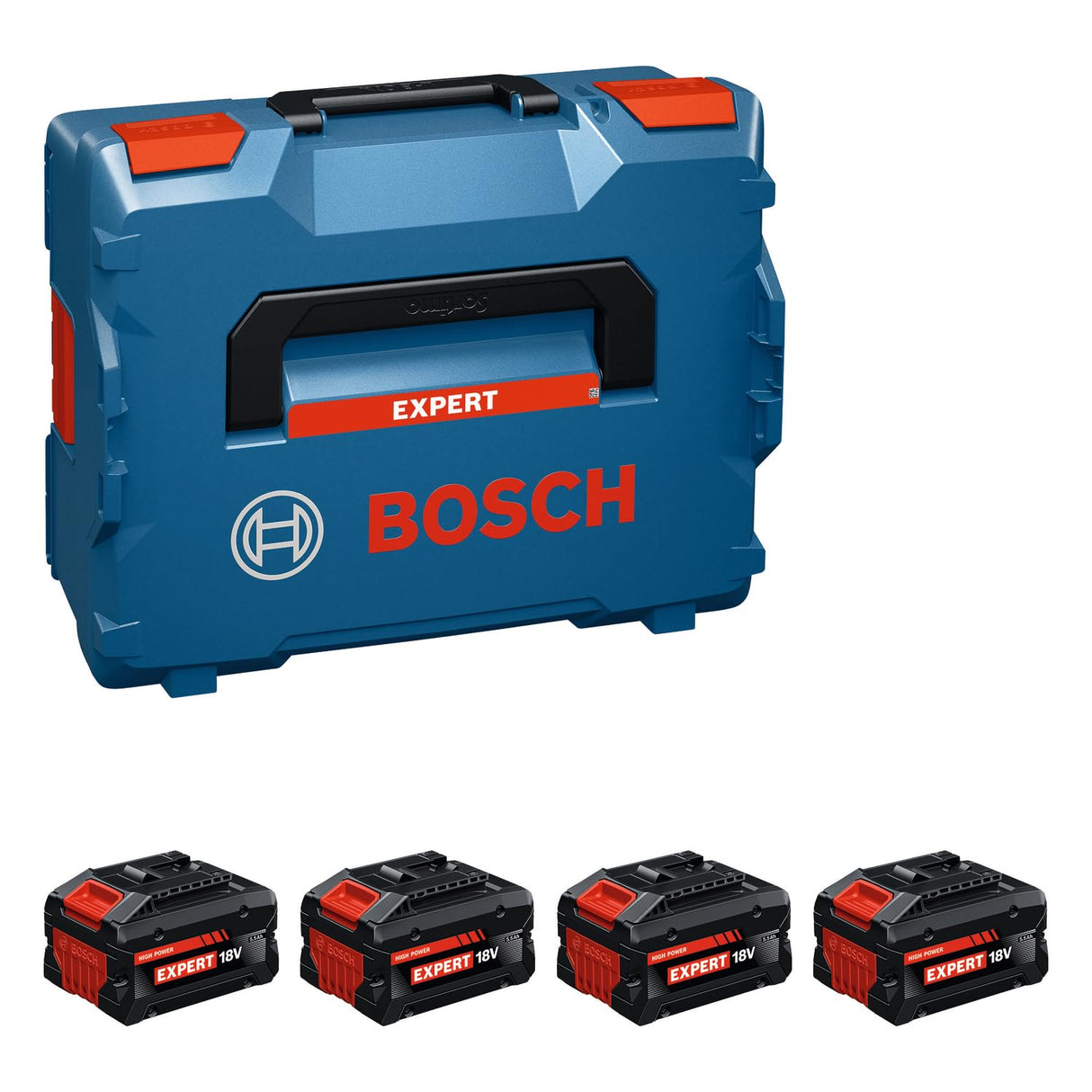 Kit de batería de alta potencia Bosch EXPERT 18V System: 4x EXBA 18V-55, L-BOXX 136