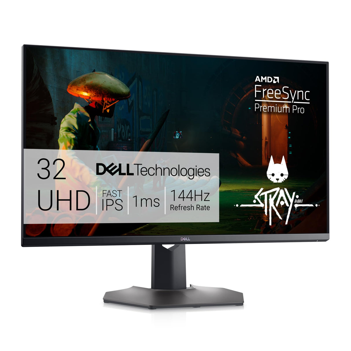 Dell G3223Q 32" 4K UHD (3840x2160) Monitor Gaming, 144Hz, Fast IPS, 1ms, AMD FreeSync Premium Pro, 95% DCI-P3, HDR 600, DisplayPort, 2x HDMI, 3x USB, Gris