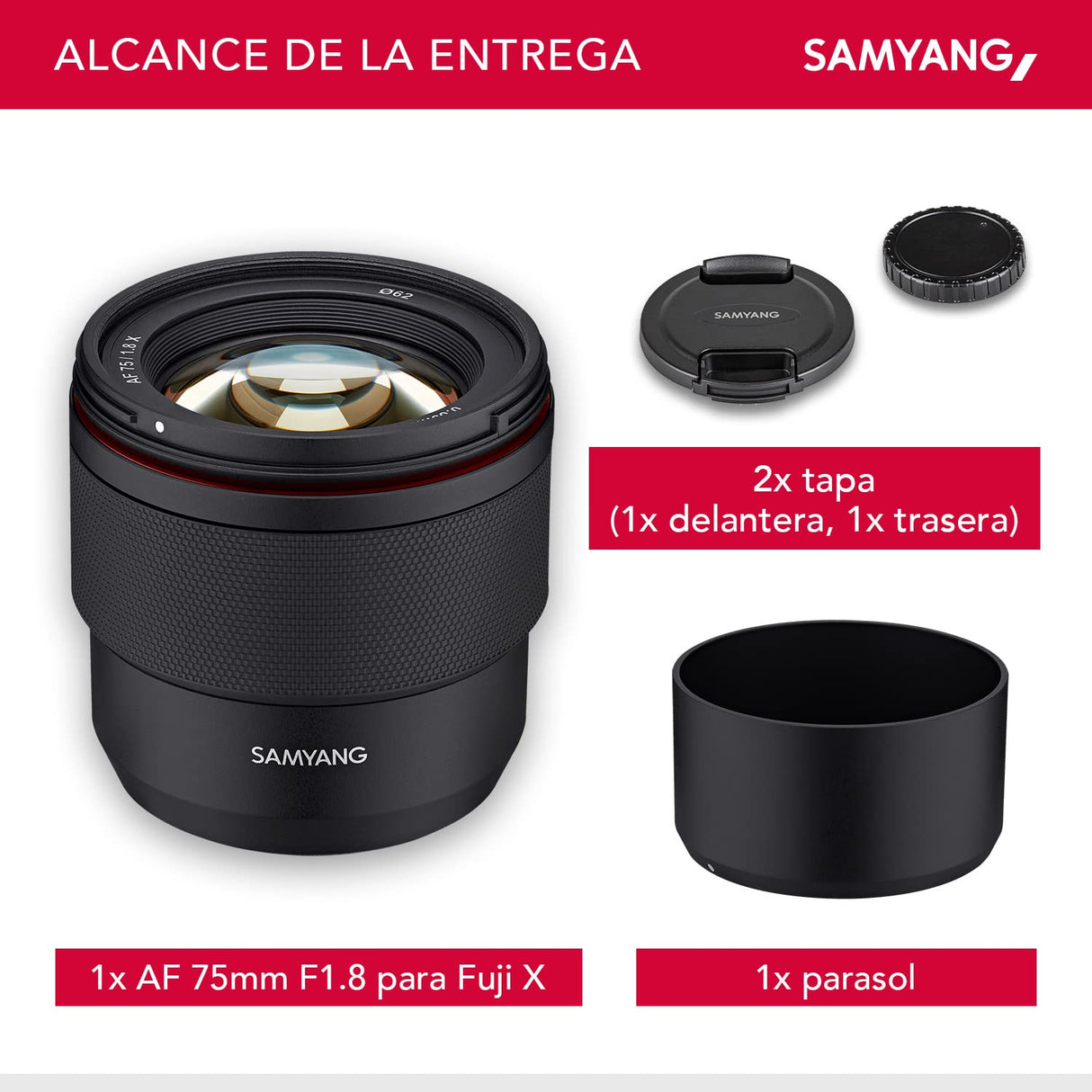 Samyang AF 75 mm F1.8 para Fuji X - lente para retratos liviana y compacta con LSTM-AF, protección contra la intemperie e interruptor personalizado para tomas nocturnas y de viaje