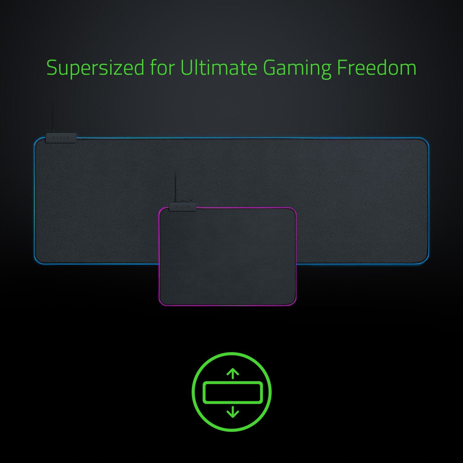 Razer Goliathus Extended Chroma - Alfombrilla suave para juegos con iluminación RGB (soporte para cables, superficie de tela, borde cosido, optimizado para todos los ratones) Negro