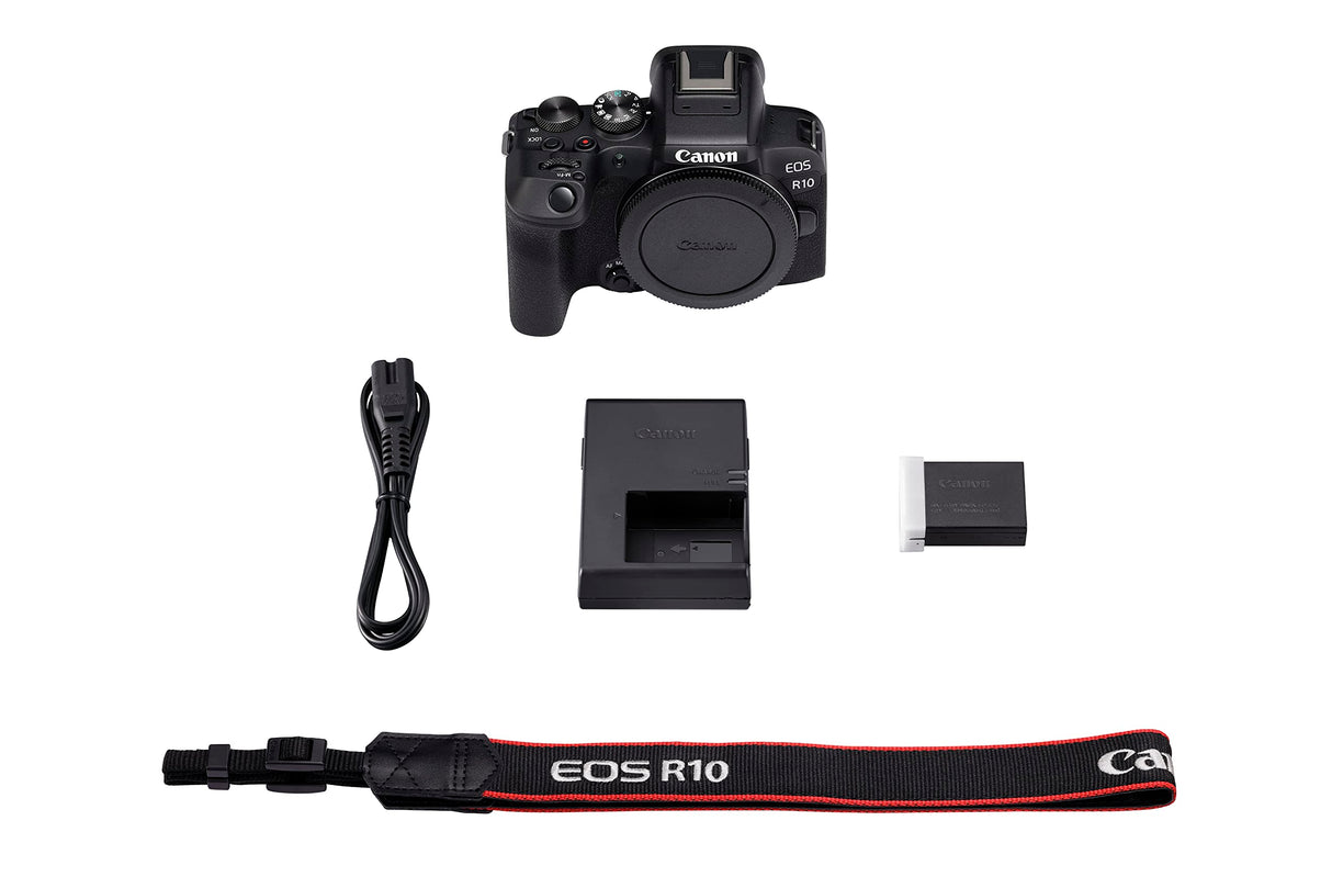 CANON EOS R10 Cámara Mirrorless Body, Cámara Evil APS-C (24,2 MP) -4 EV, Vídeo 4K 60 fps, Dual Pixel CMOS AF II, Pantalla Táctil de Ángulo Variable, Negro