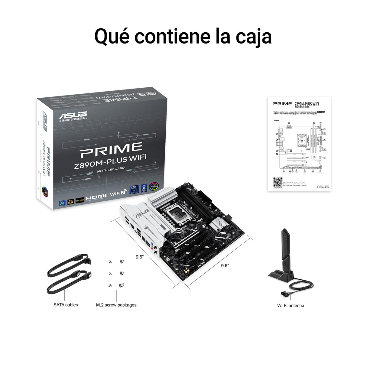 ASUS Prime Z890M-PLUS WiFi - Placa Base mATX, 10+1+2+1 (80 A) etapas de Potencia, PCIe 5.0 Compatible con GPU de última generación, Puerto USB Tipo-C a 20 Gbps, 3 Ranuras M.2, Wi-Fi 7, Q-Antenna