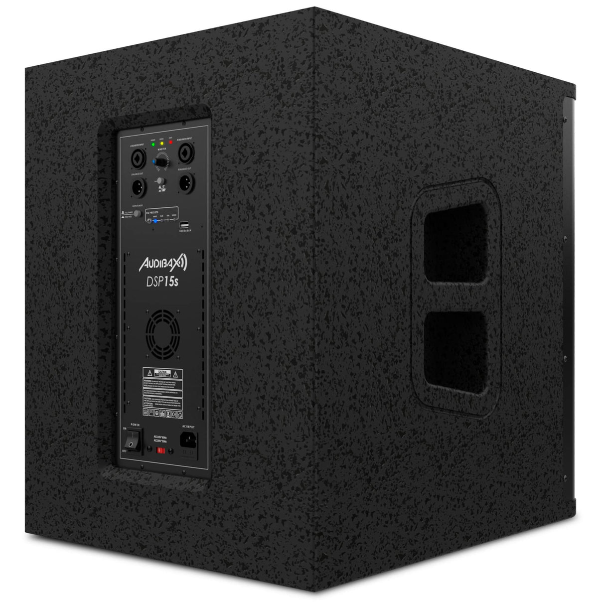 Audibax DSP15s - Altavoz Activo con DSP de 15" - Altavoz Potente - Potencia 500W - DSP Interno Profesional para Ecualización y Modos de Reproducción - Subwoofer de Conexión Eléctrica