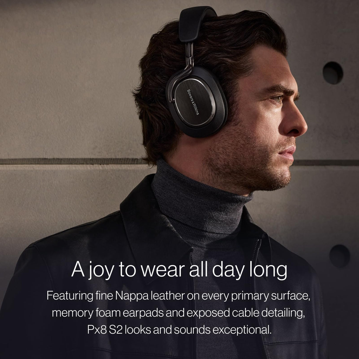 Bowers & Wilkins Px8 S2 Auriculares Circumaurales Inalámbricos con Cancelación de Ruido, Bluetooth, Carga Rápida - Onyx Black